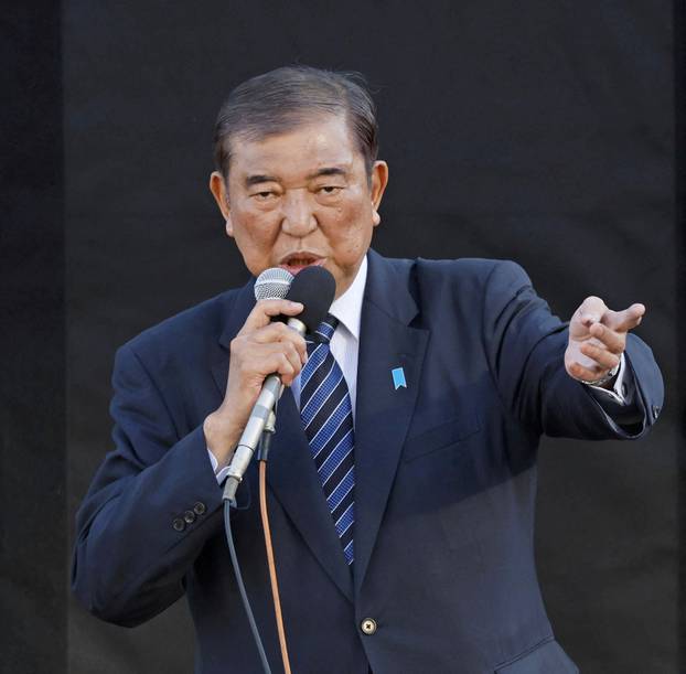 Japanese Prime Minister Ishiba attends a campaign for the upcoming general election, in Aomori