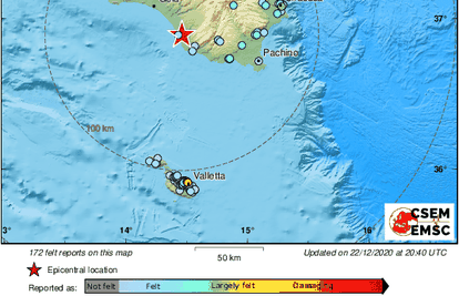 Siciliju pogodio jak potres: Bio je magnitude 4,6 po Richteru