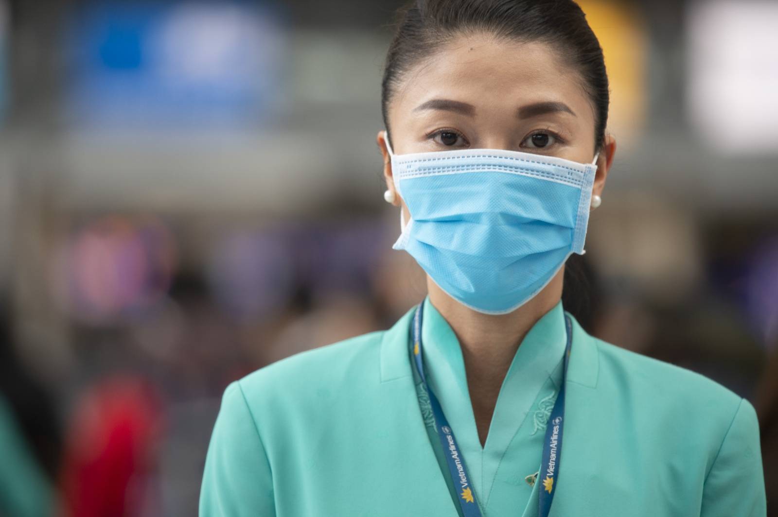 Passengers with face masks