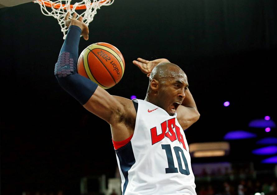 FILE PHOTO: Bryant of the U.S. dunks against Spain during their men's gold medal  basketball match at the North Greenwich Arena in London during the London 2012 Olympic Games