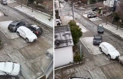 Nevjerojatna snimka iz SAD-a: Jedan pokušao voziti po ledu, a onda je porazbijao sve aute