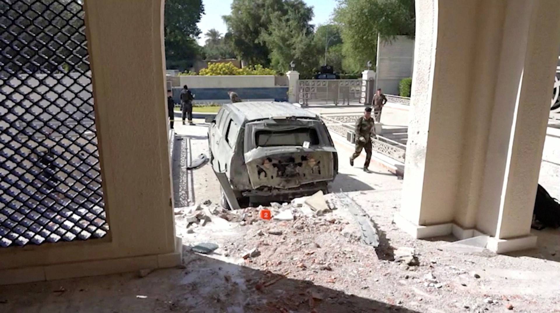 Destruction at Iraqi PM residence following drone attack, in Baghdad