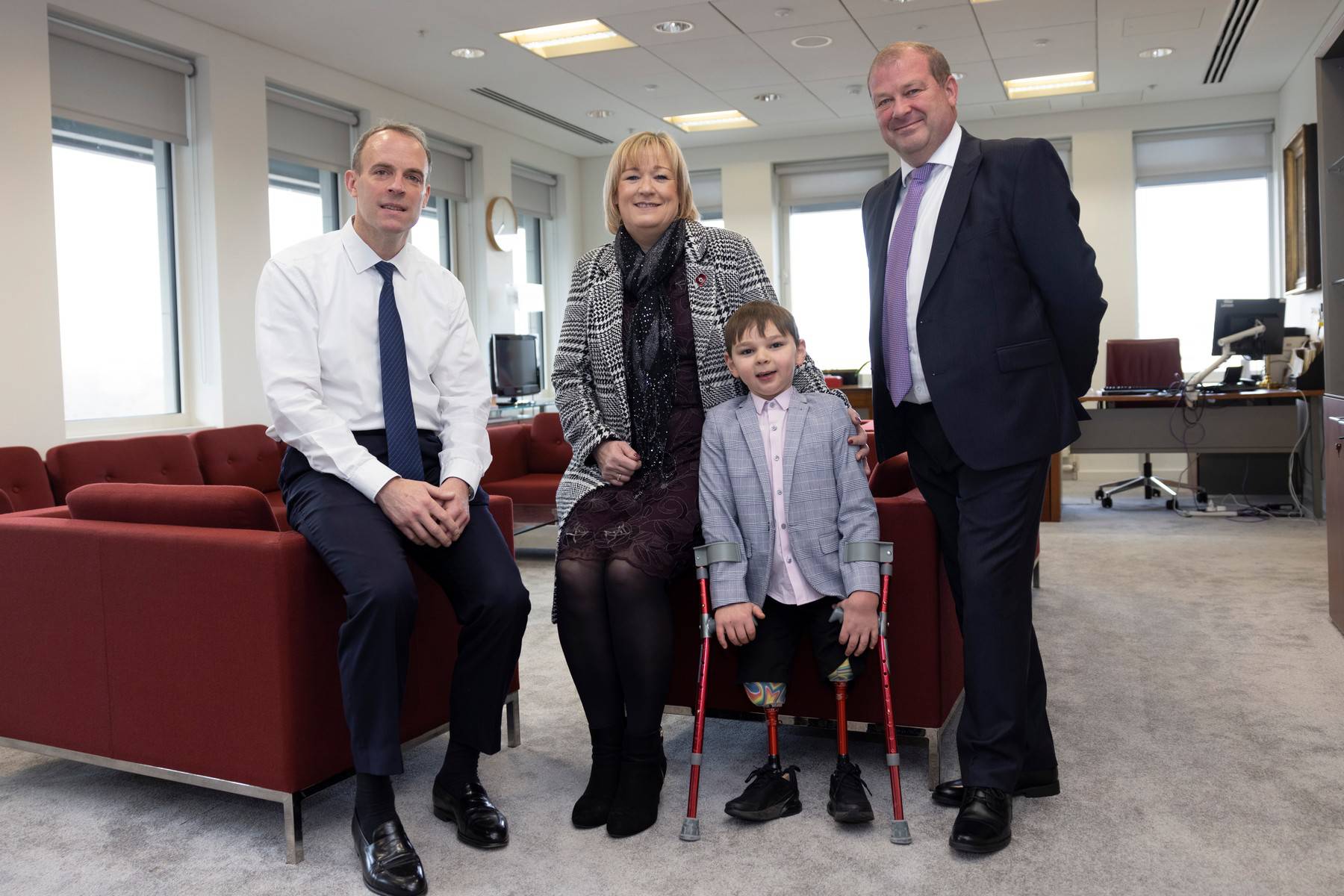 DPM Dominic Raab Meets Tony Hudgell with adopted parents