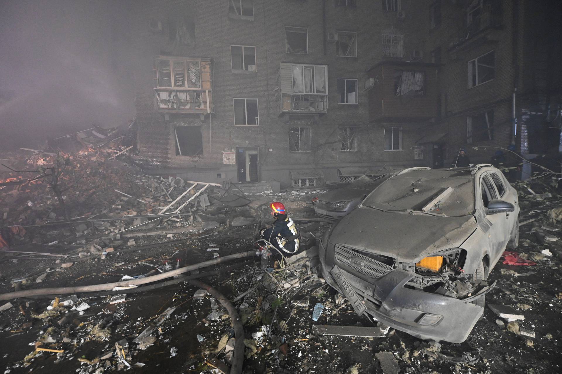 Residential building heavily damaged by a Russian missile strike in Zaporizhzhia