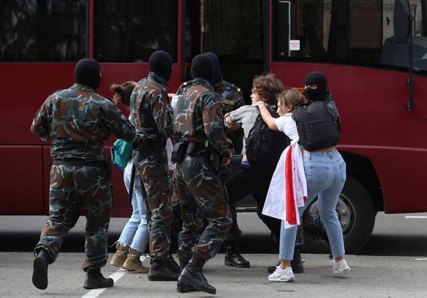 Students protest against presidential election results in Minsk