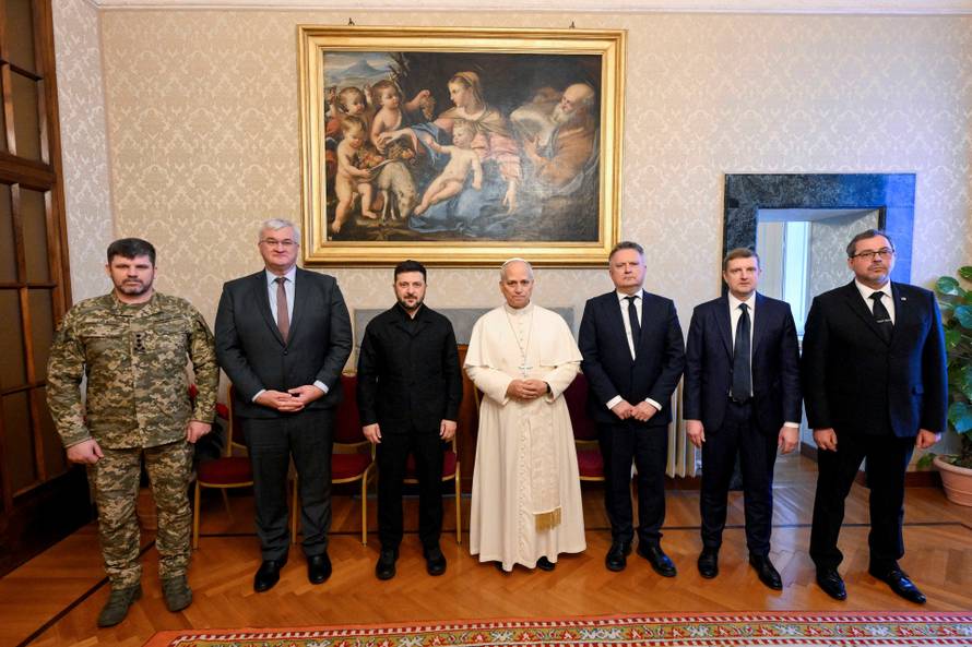 Pope Leo XIV meets with Ukraine's President Volodymyr Zelenskiy at Villa Barberini in Castel Gandolfo