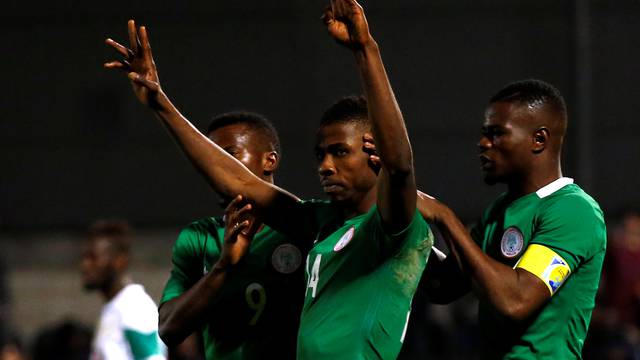 FILE PHOTO: Nigeria's Kelechi Iheanacho celebrates scoring their first goal