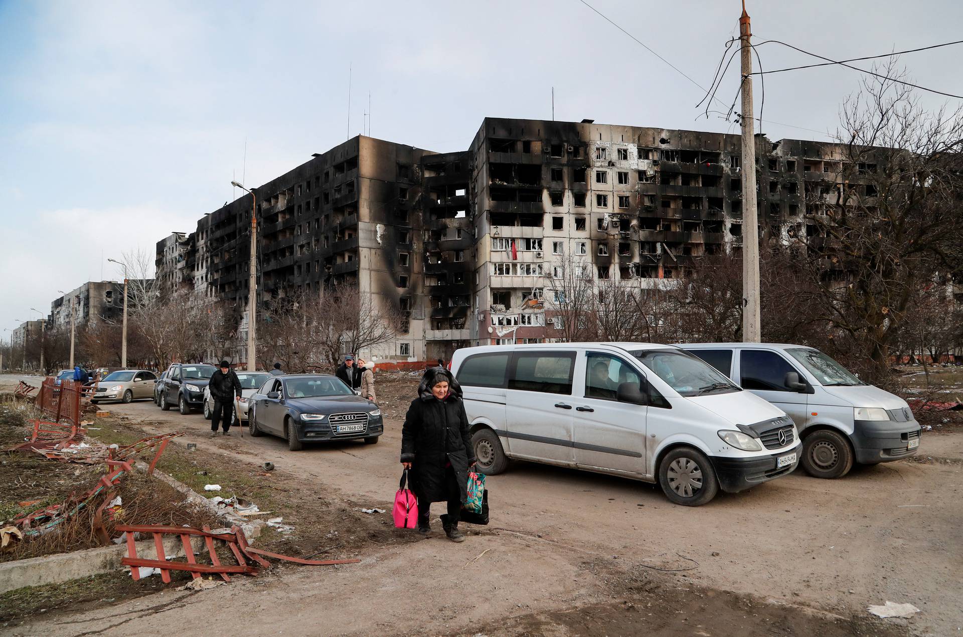 A view shows the besieged city of Mariupol