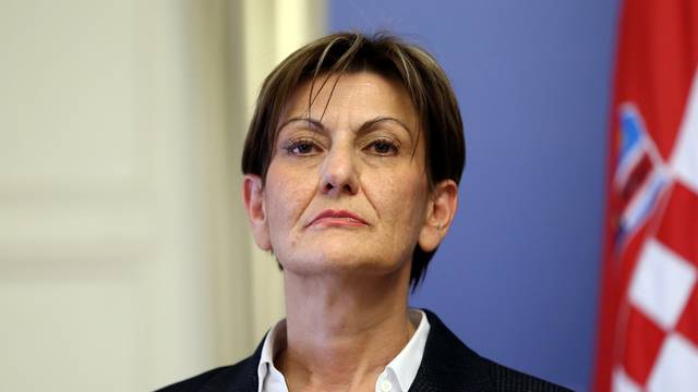 FILE PHOTO: Martina Dalic, Minister of Economy, attends a news conference in a government building in Zagreb