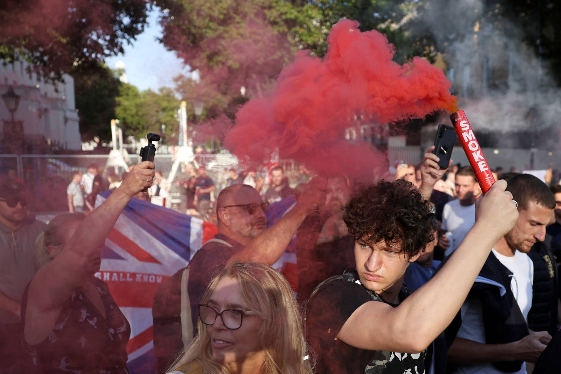 People protest illegal immigration, in London