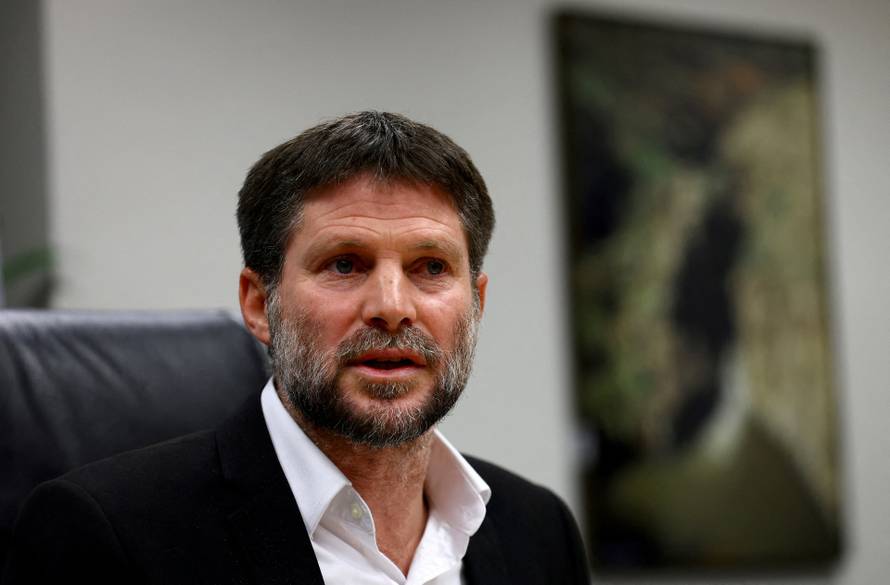 FILE PHOTO: Israeli Finance Minister Bezalel Smotrich speaks to the media in Jerusalem