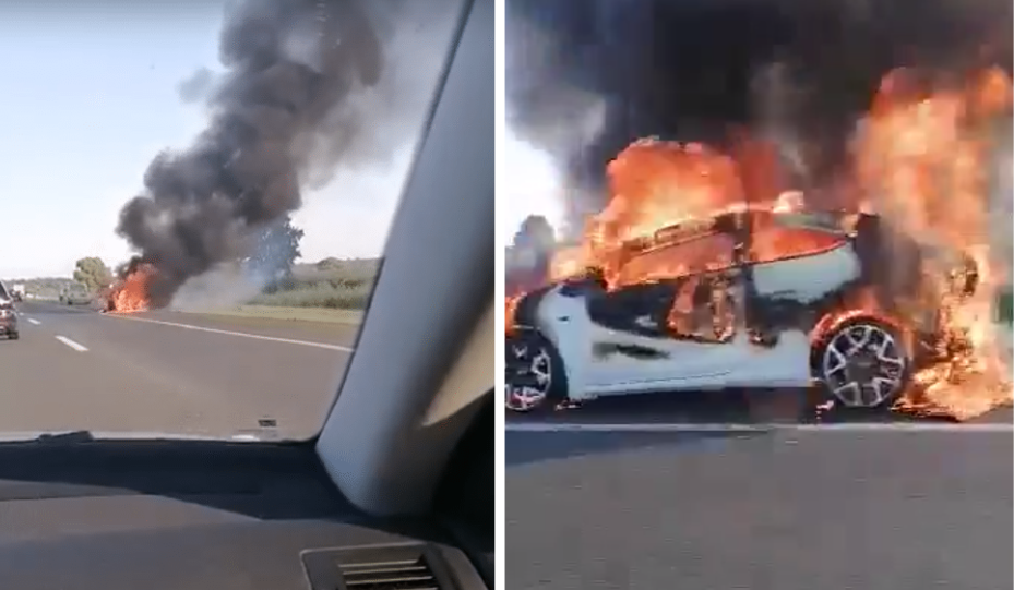 VIDEO Zapalio se auto na A3