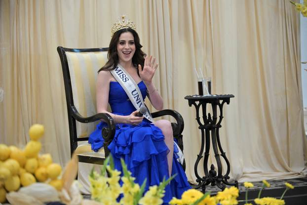 Miss Universe 2025 Mexican Fatima Bosch attends a press conference in Villahermosa