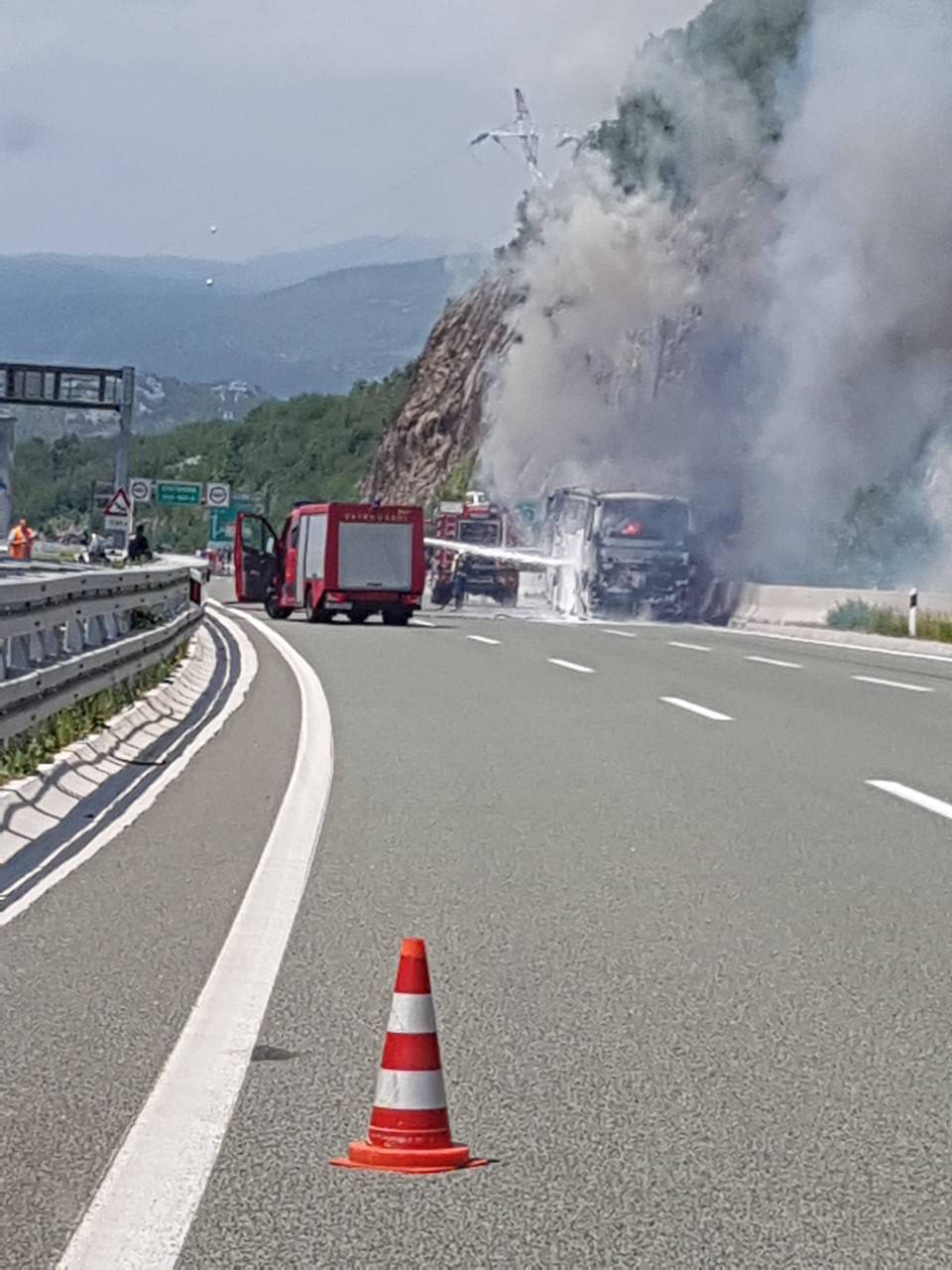 Video: Autobus je izgorio kod Rijeke, požar se širio i na šumu