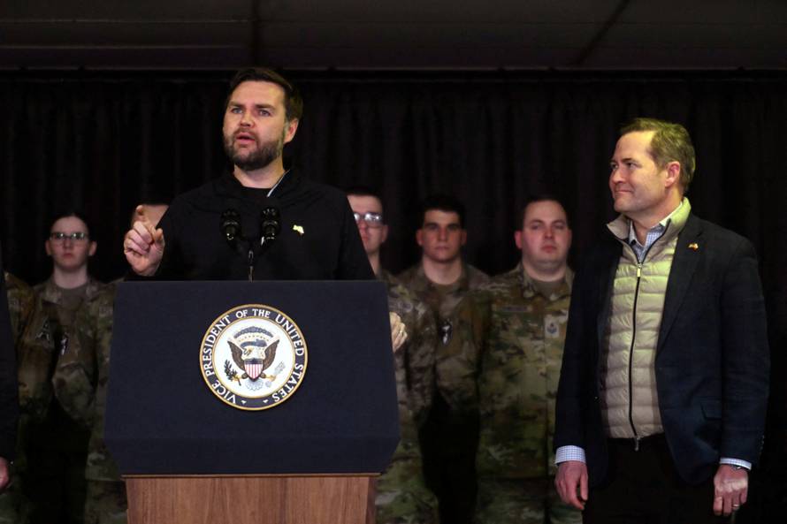 U.S. Vice President JD Vance speaks at the U.S. military's Pituffik Space Base in Greenland