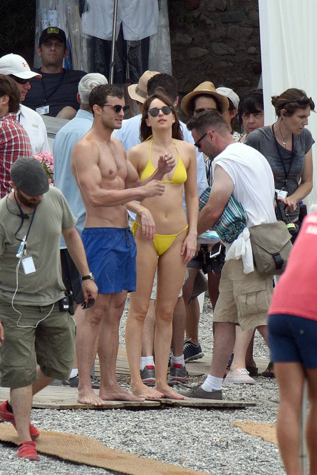 Dakota Johnson and Jamie Dornan filming Fifty Shades Of Grey in Nice