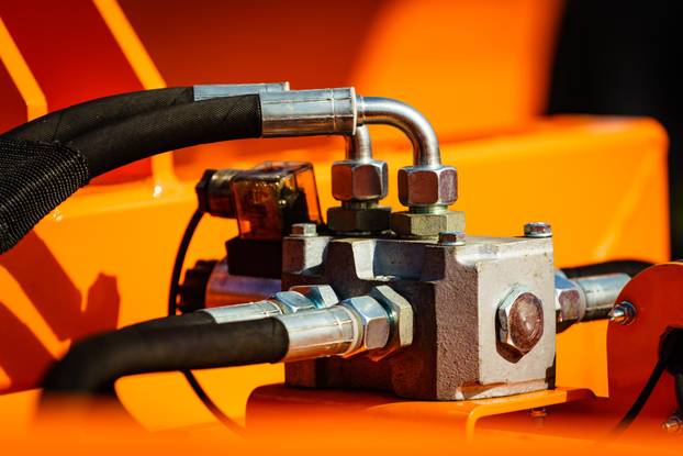 Hydraulic,System,Hoses,Of,Modern,Heavy,Machine.,Industrial,Machinery.,Technology.