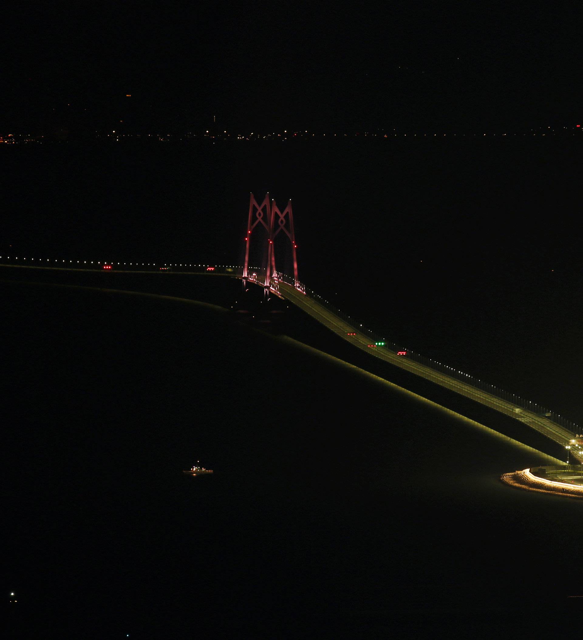 A evening view of the Hong Kong-Zhuhai-Macau bridge off Lantau island in Hong Kong