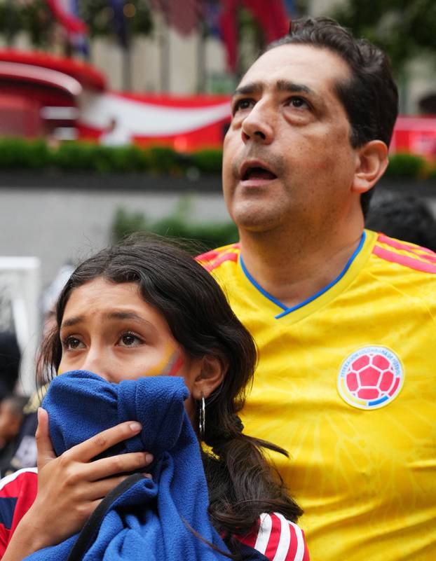 FIFA World Cup 2026 - Round of 16 - Switzerland v Colombia - Fans gather at the Rockefeller Center fan village