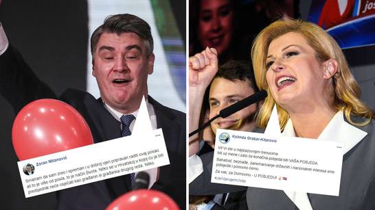 Milanović: Ja sam zreo za ovo; Kolinda: Pobjeđujemo bahatost