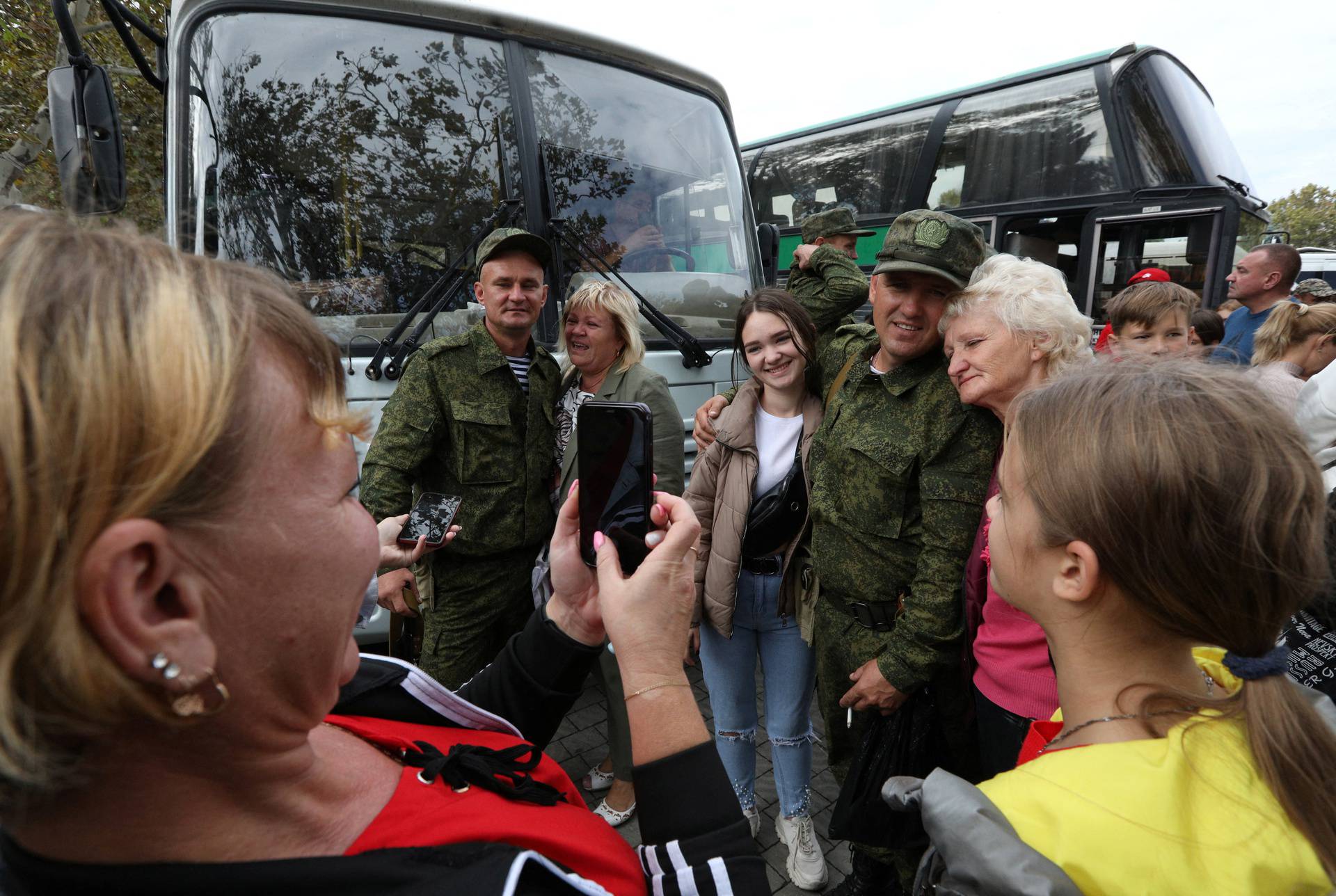 Russian reservists depart for military bases during mobilisation of troops, in Sevastopol