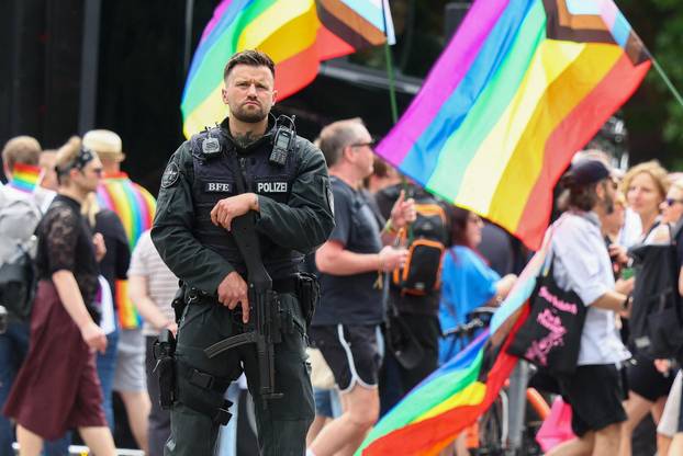 Revellers attend the annual Christopher Street Day (CSD) LGBTQ+ Pride demonstration, in Hamburg