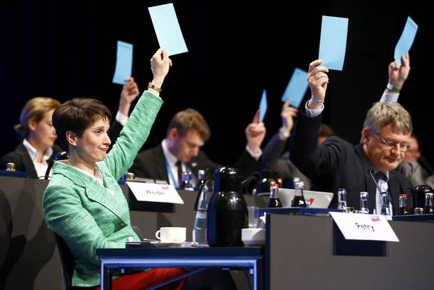 Petry, chairwoman of the anti-immigration party Alternative for Germany (AfD), votes during the AfD congress in Stuttgart