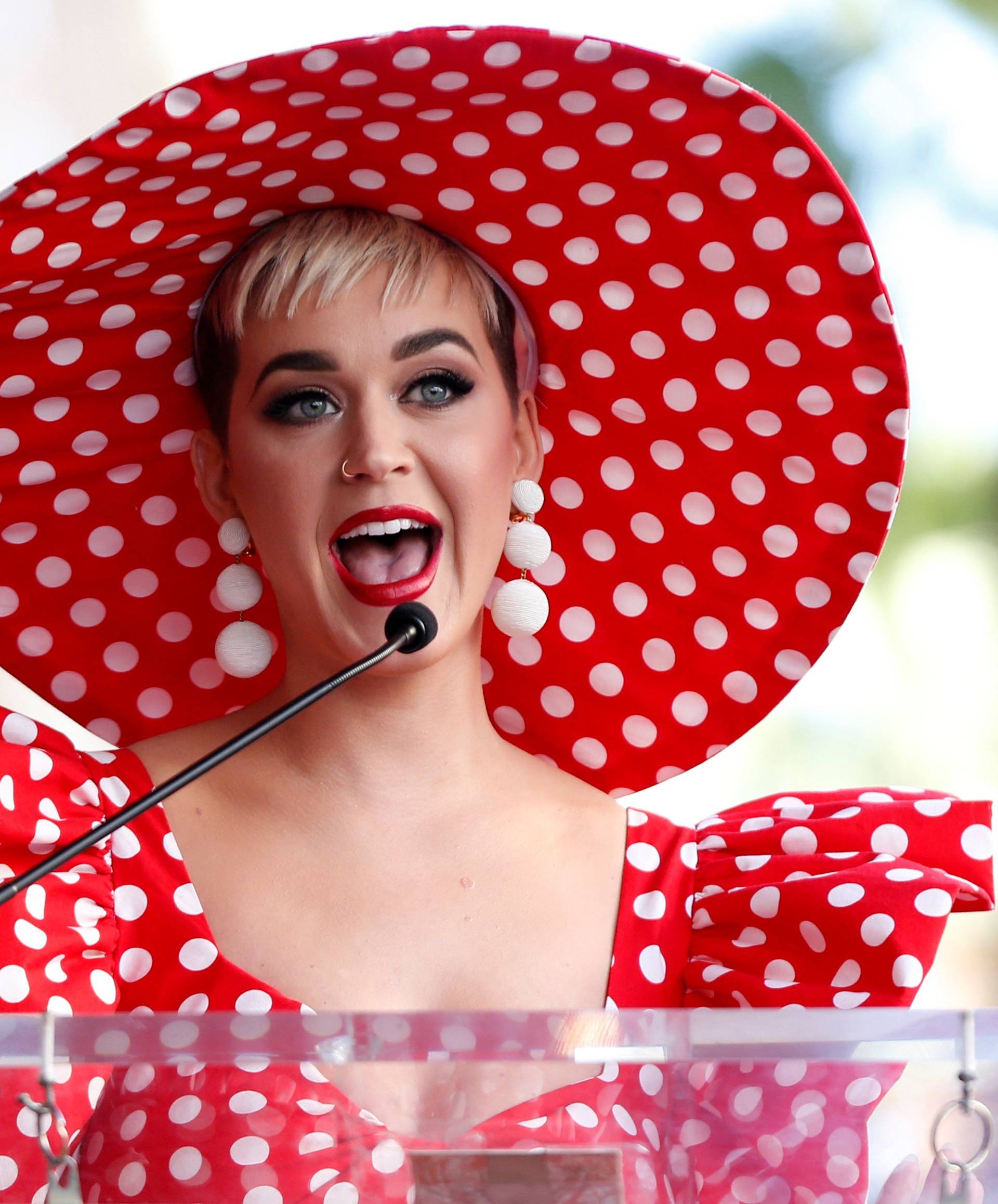 Singer Perry speaks at the unveiling of the star for Minnie Mouse on the Hollywood Walk of Fame in Los Angeles