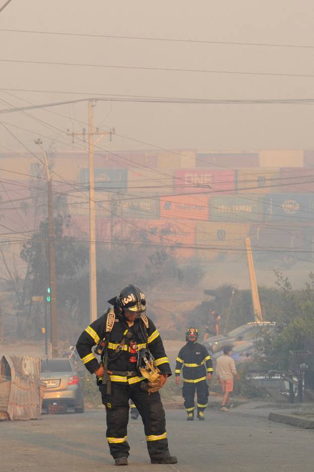 Wildfire burns in Chile