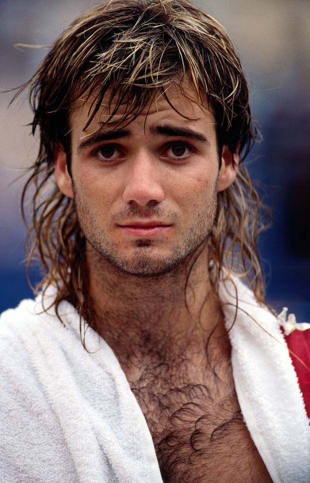 Agassi, Andre, * 29.4.1970, American Athlete (Tennis), Portrait, US Open, Flushing Meadows, New York, 1989,.