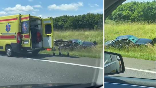 VIDEO Teška nesreća na A1 kod Draganića: Auto izletio s ceste i prevrnuo se, troje ozlijeđenih