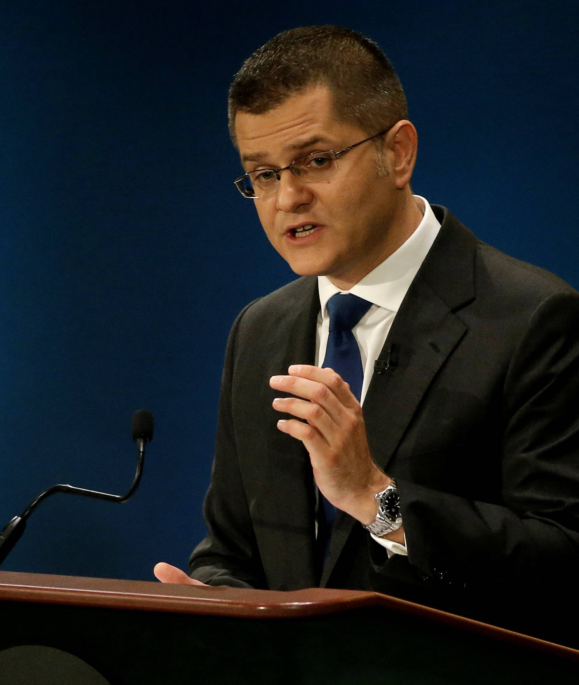 Former Serbian Foreign Minister Vuk Jeremic speaks during a debate in the United Nations General Assembly between candidates vying to be the next U.N. Secretary General at U.N. headquarters in New York