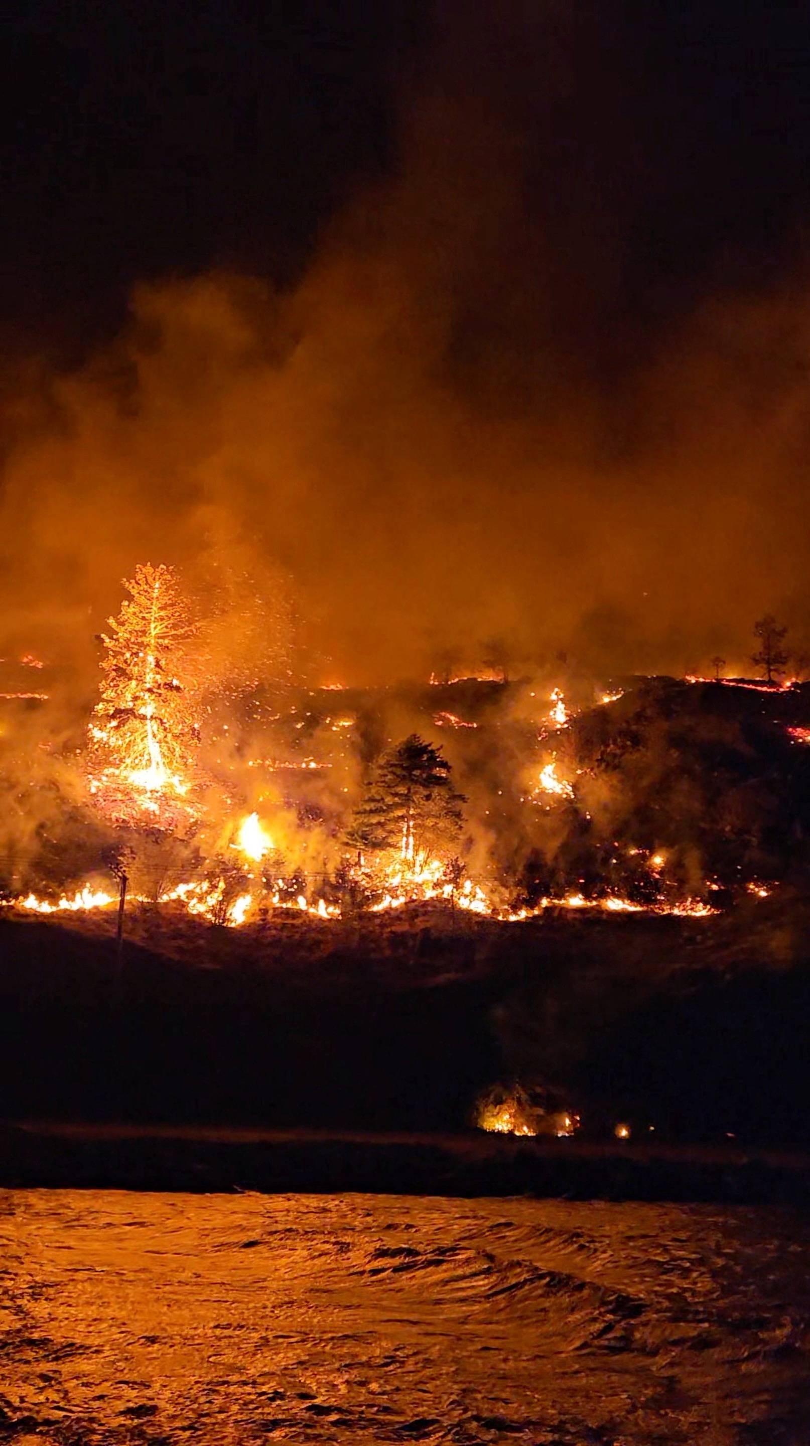 A view shows wildfires in West Kelowna, Canada