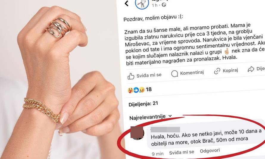 Zagrepčanka: Mama je izgubila zlatnu narukvicu. 'Tko je nađe, može 10 dana s obitelji na Brač!'