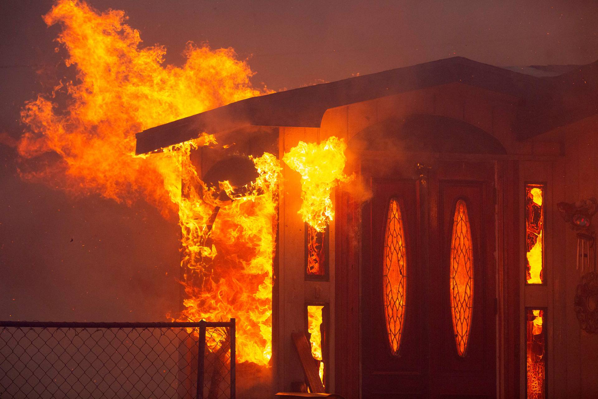 Palisades Fire burns during a windstorm on the west side of Los Angeles