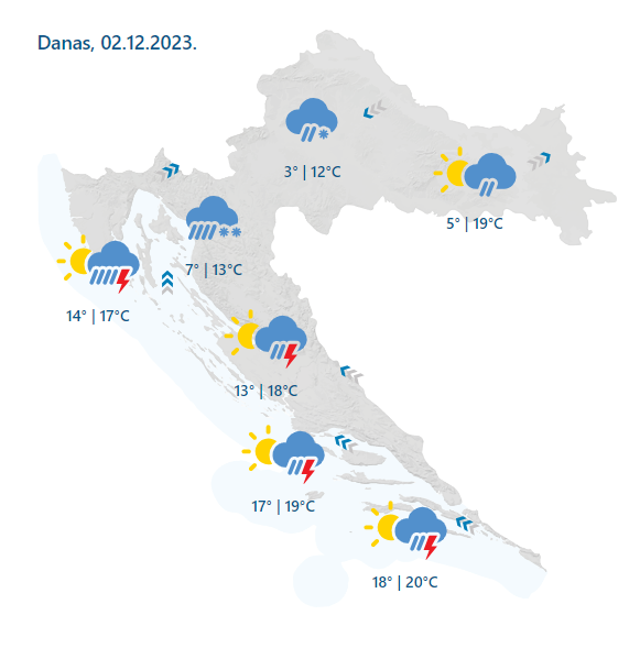 Alarm za cijelu Hrvatsku! Snijeg će padati poslijepodne. U nekim dijelovima bit će ga i 50 cm!