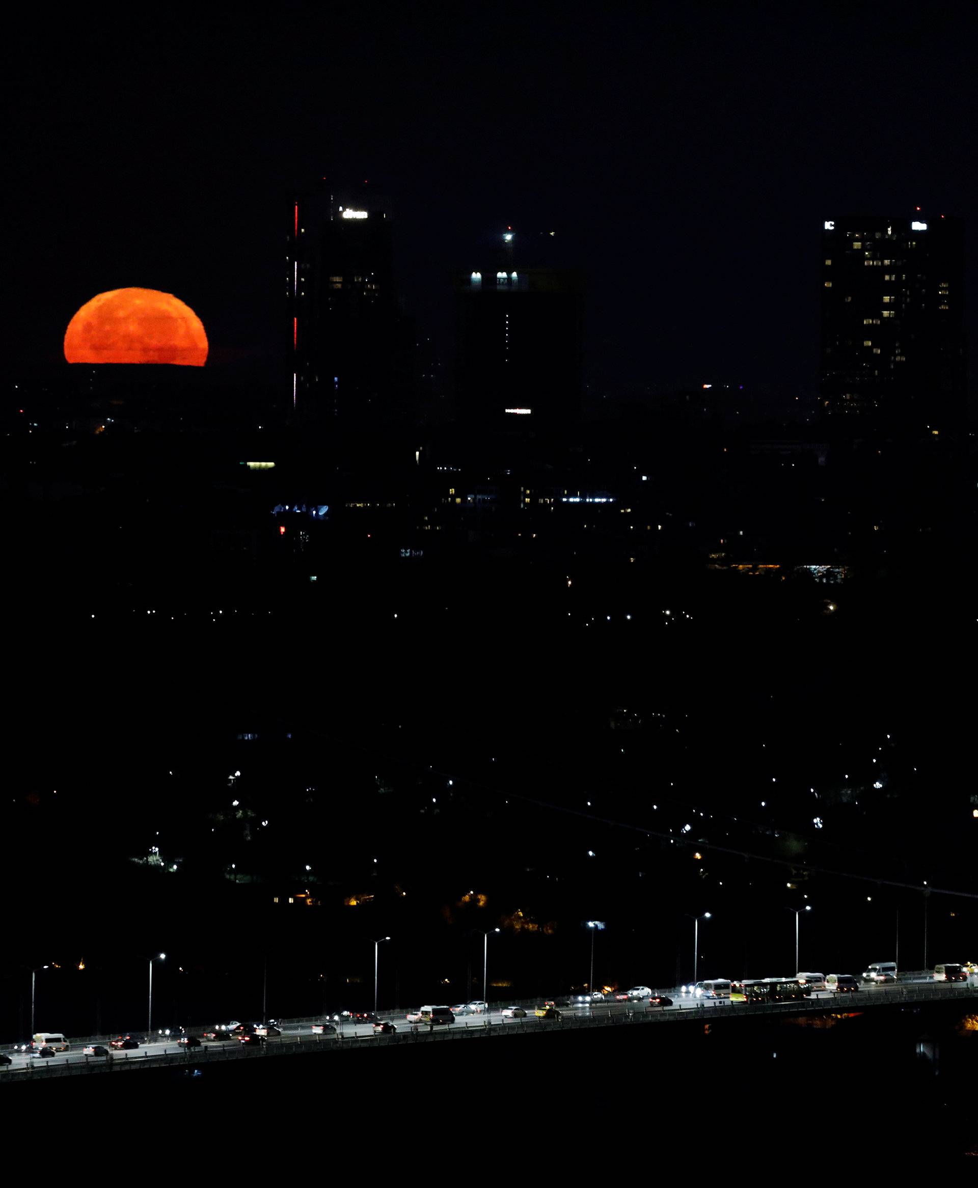 The supermoon is seen in Istanbul