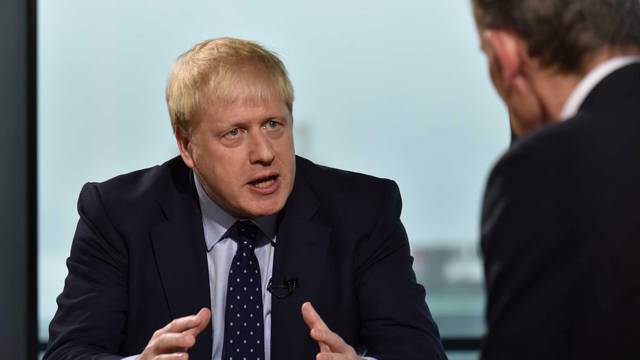 Britain's Prime Minister Boris Johnson appears on BBC TV's The Andrew Marr Show