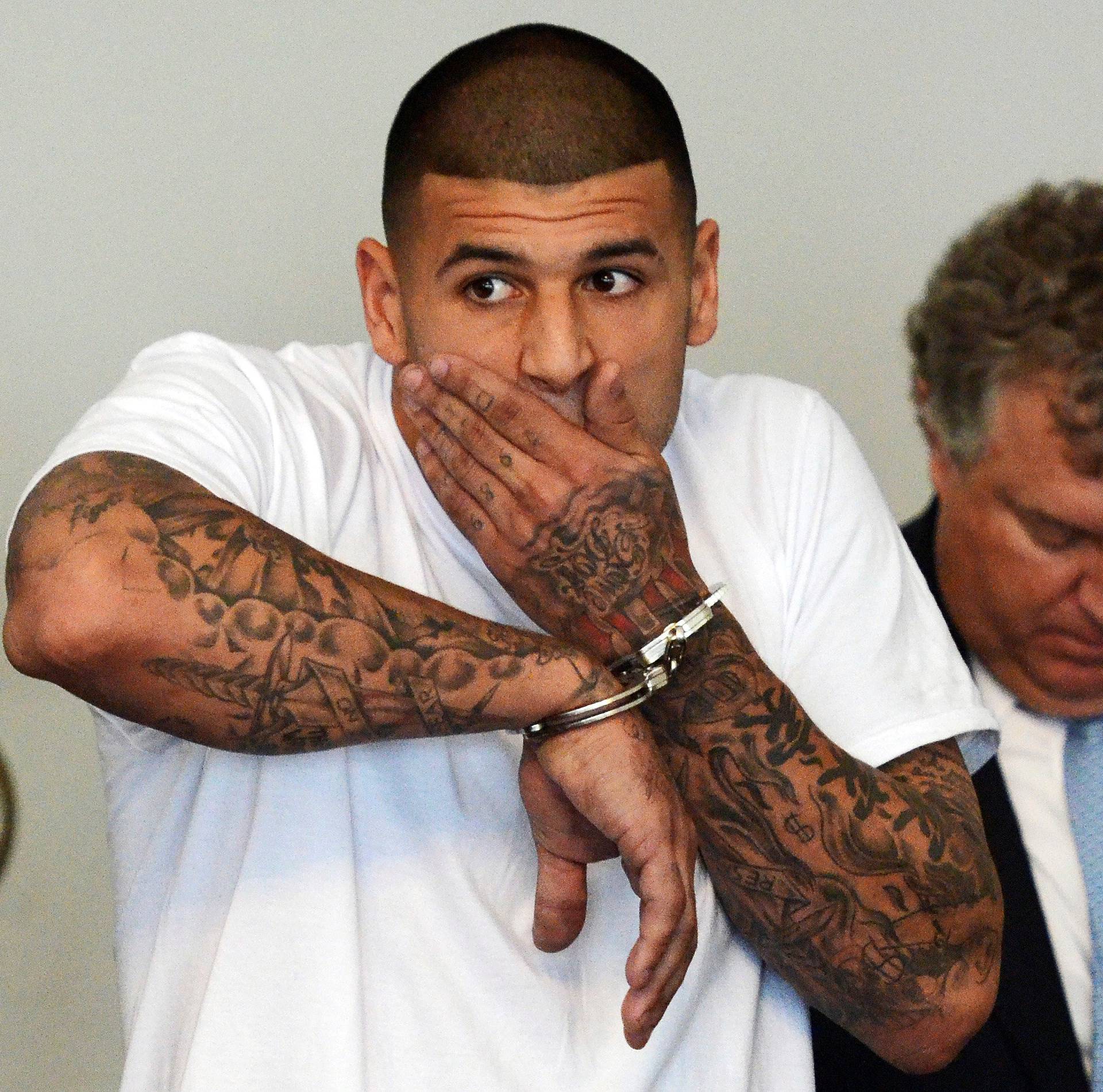 FILE PHOTO - New England Patriots tight end Aaron Hernandez is arraigned in court in Attleborough Massachusetts