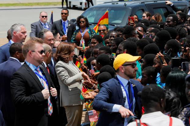 US Vice President, Kamala Harris, arrives at the Kotoka International Airport in Ghana