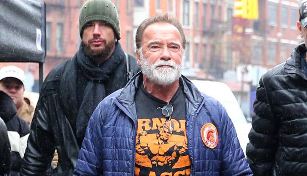FIRST LOOK: Arnold Schwarzenegger Visits The Set Of "Man With The Bag" In New York City - 16 Dec 2024