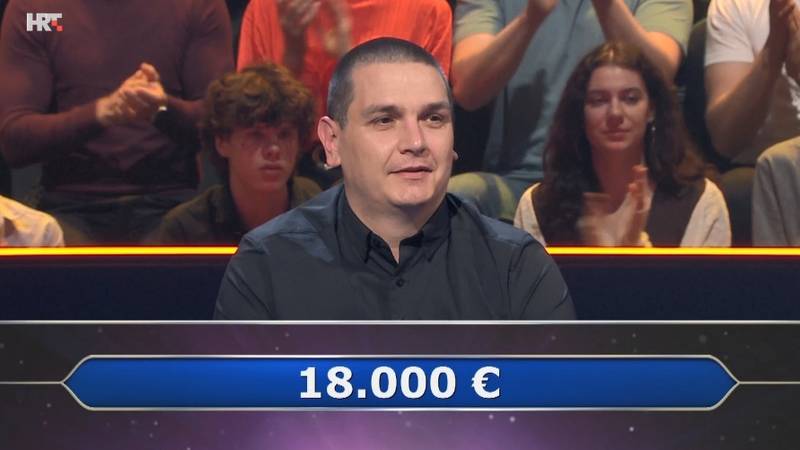 Splićanin u 'Milijunašu' odustao na 13. pitanju i osvojio 18