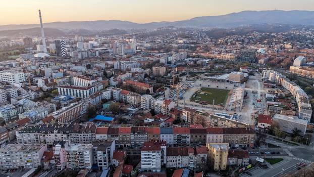 Zagreb: Fotografije iz zraka radova na novom stadionu u Kranjčevićevoj