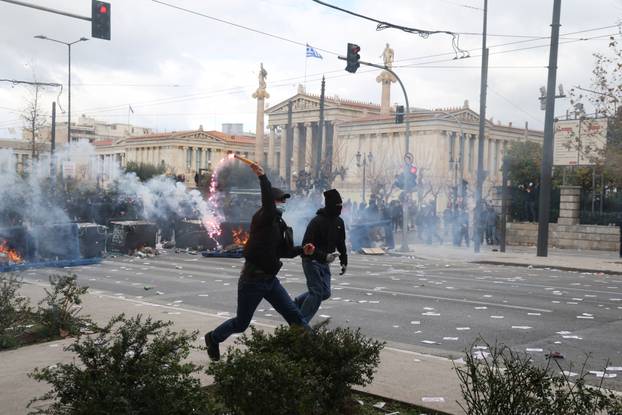 Protest after train disaster anniversary in Athens
