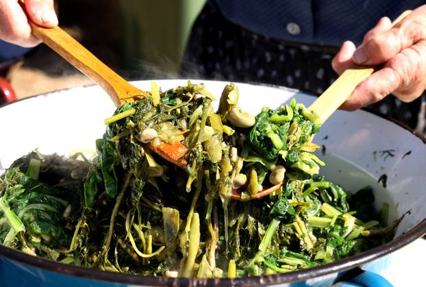 Vodice:Tradicionalni prvosvibanjski piknik u Rakitnici,spremanje divljeg zelja i pulente.