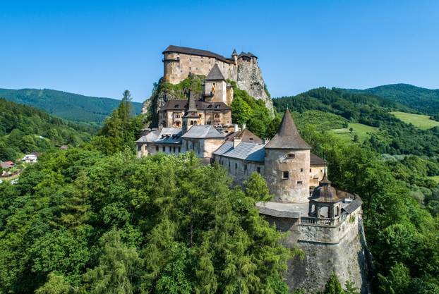 Orava castle in Slovakia. Aerial view