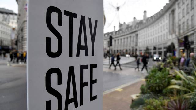 A public health sign is seen amidst the spread of the coronavirus disease (COVID-19) pandemic