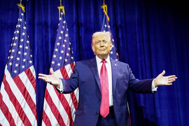 U.S. President Donald Trump addresses House Republicans at the Kennedy Center in Washington