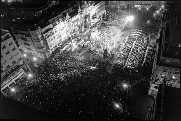 Zagreb: Svečano otkrivanje spomenika banu Josipu Jelačiću na istoimenom trgu, 15.10.1990.