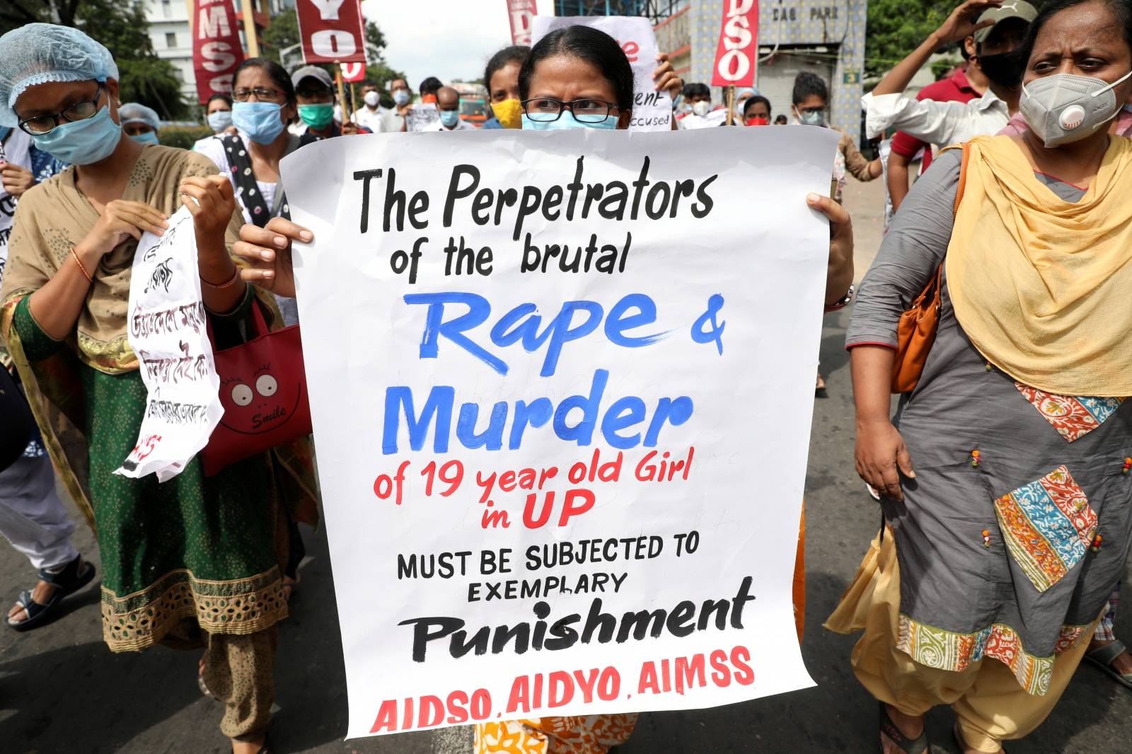 Protest after the death of a rape victim, in Kolkata